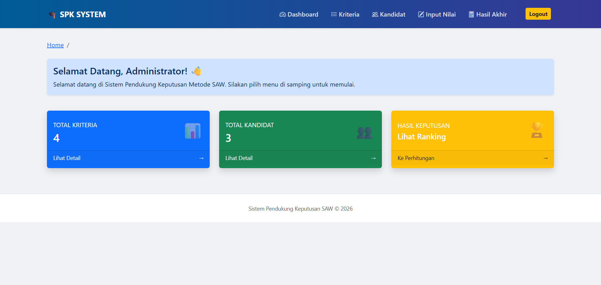 SPK Karyawan Terbaik - Metode SAW